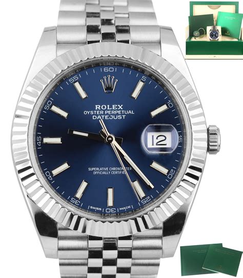 rolex datejust blue fluted bezel|rolex datejust 41 stainless steel.